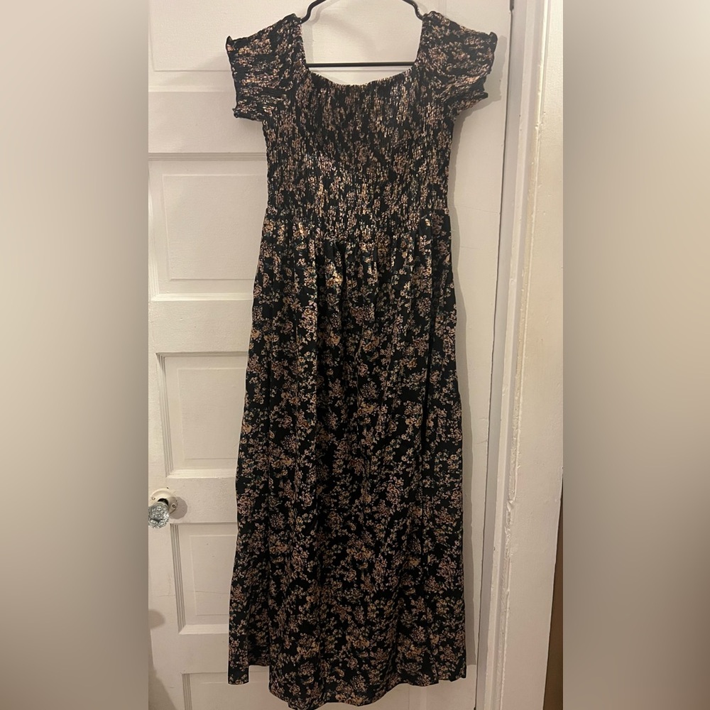 SHEIN Floral Maxi Dress with Smocked Bodice